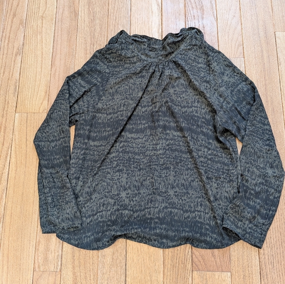 Women's Peyton Jensen Green And Black Long Sleeve Blouse Size Medium